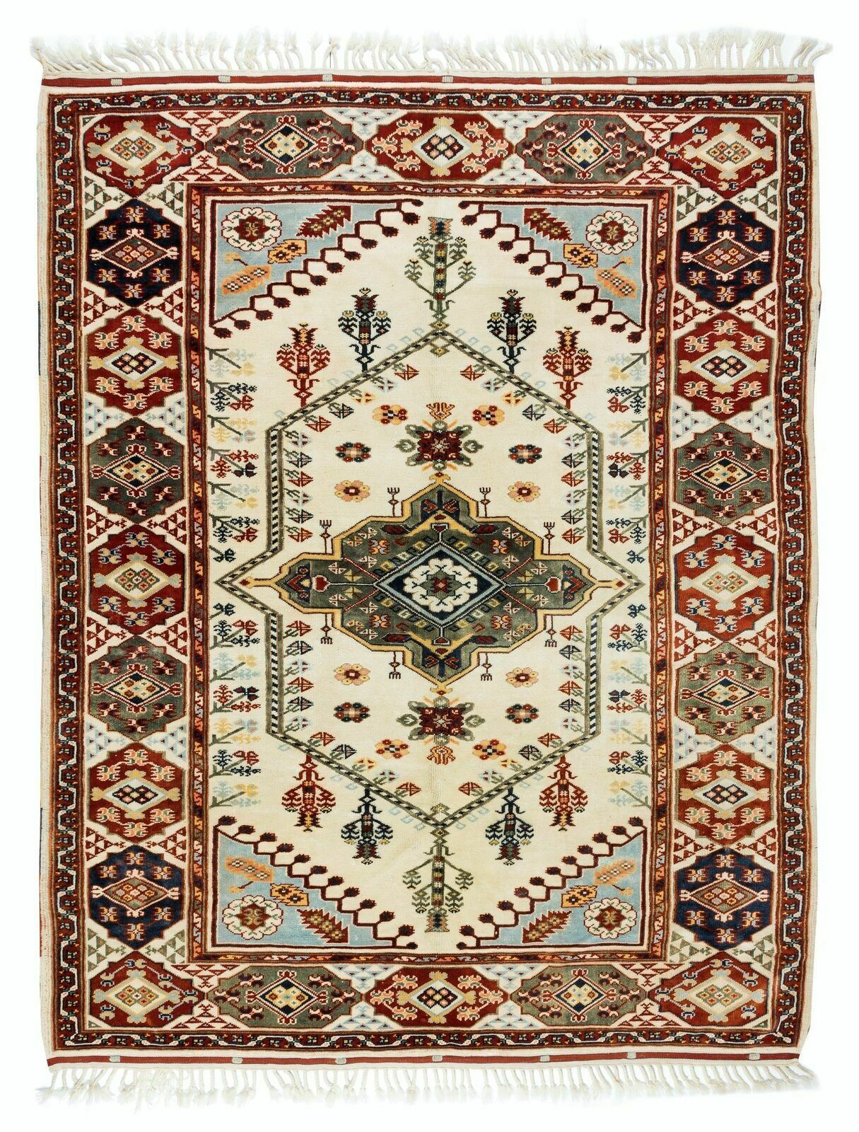 6.3x8.2 Ft Vintage Hand Knotted Turkish Rug, One Of A Kind Traditional Carpet