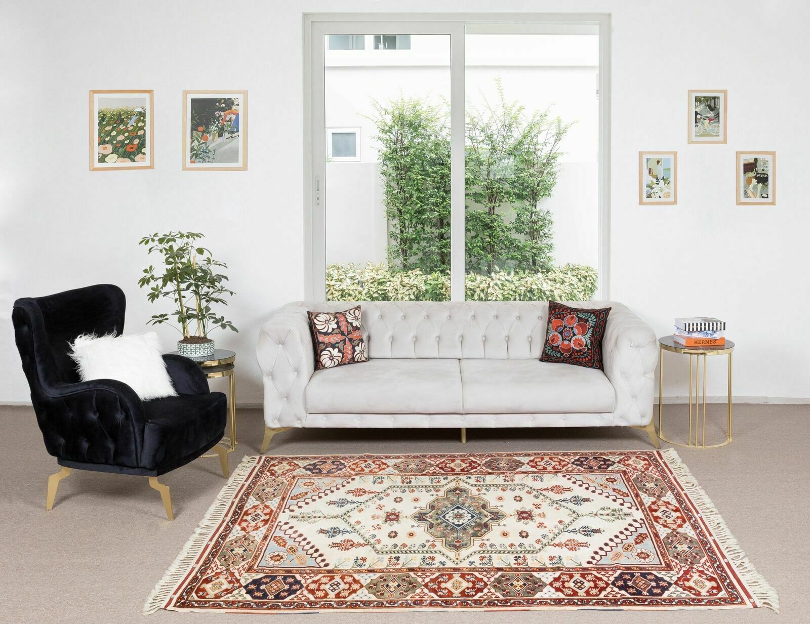 6.3x8.2 Ft Vintage Hand Knotted Turkish Rug, One Of A Kind Traditional Carpet photo furniture