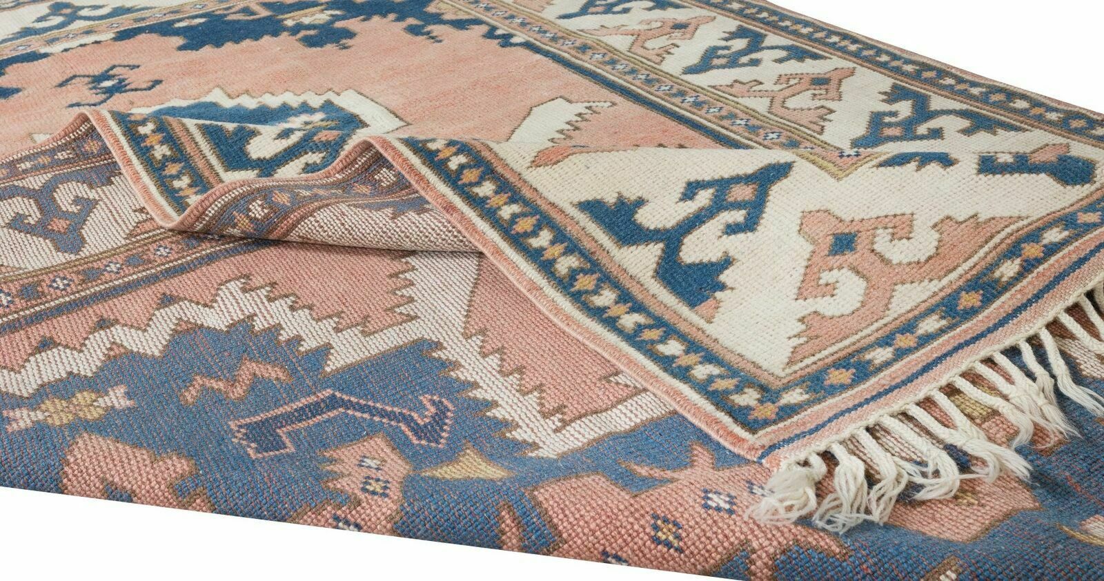 5.3x7.7 Ft Handmade 1960s Turkish Village Rug With Geometric Medallion Design photo for sale
