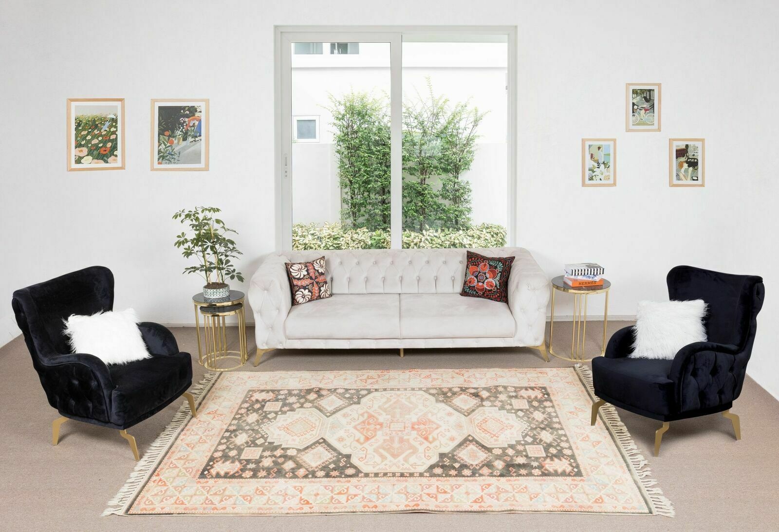6.5x9.2 Ft Unique 1960s Handmade Turkish Rug With Geometric Medallion Design photo furniture