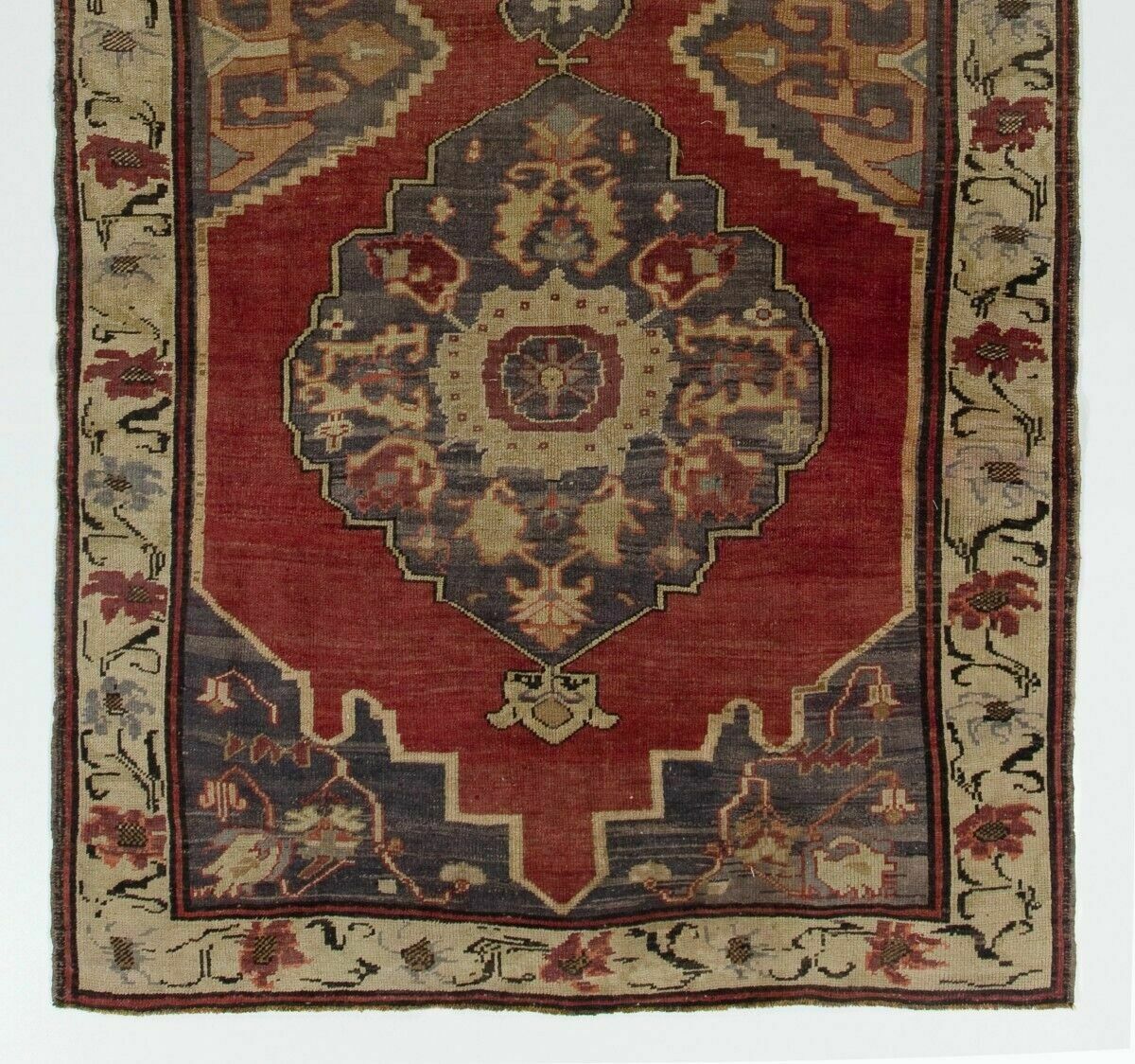 5.2x10.2 Ft Vintage Rug From A Turkish Village. 100% Soft Wool. Red, Gray, Beige photo for sale