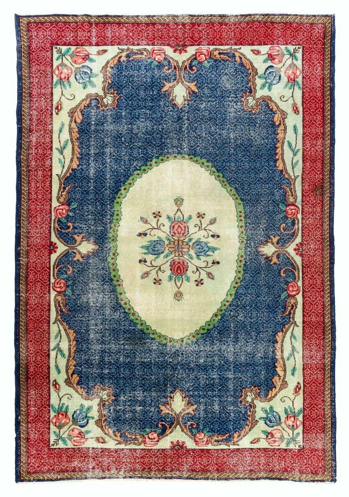 7.2x10.5 Ft Hand Knotted Vintage European Rug