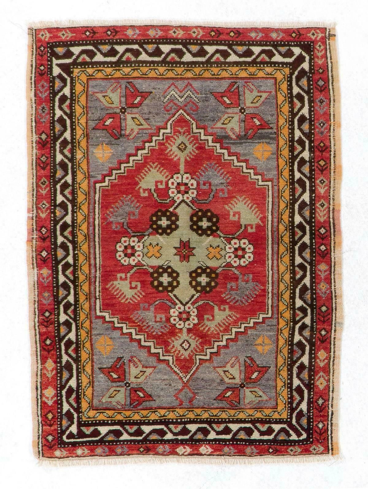 3.2x4.3 Ft 1950s Scatter Turkish "Dazkiri" Rug, Doormat, Wall Hanging, Seat