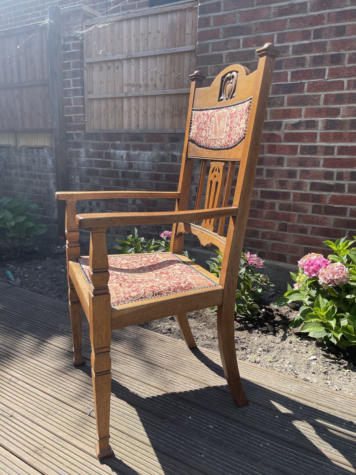 Backed Chair With Tapestry Seat And Inlaid Splat Back photo furniture