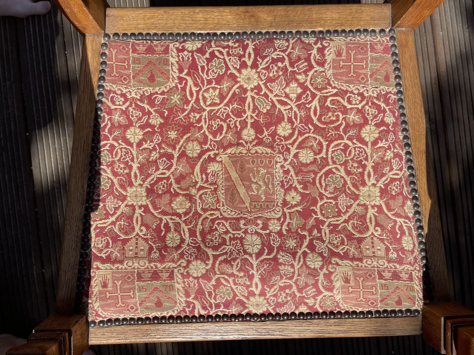 Backed Chair With Tapestry Seat And Inlaid Splat Back photo vintage