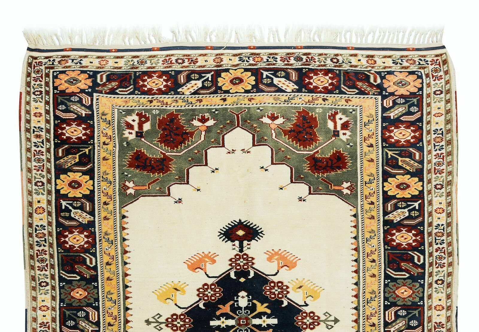 6.5x8.4 Ft Unique 1960s Handmade Turkish Rug With Geometric Medallion Design photo Textiles