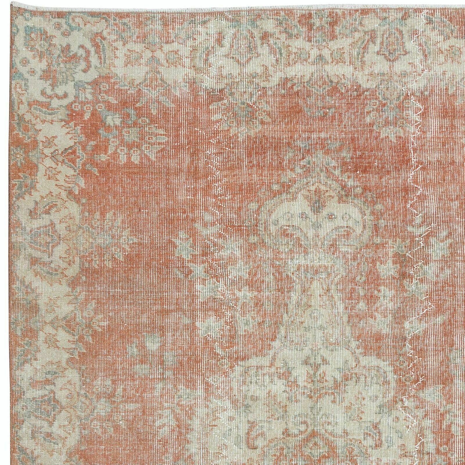 5.6x8.8 Ft Hand Knotted Turkish Area Rug In Beige & Red With Medallion Design photo Textiles