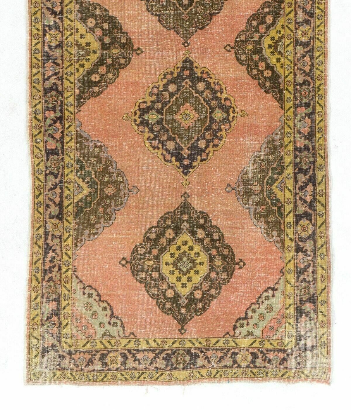 4.6x12 Ft Mid Century Handmade Anatolian Runner Rug, Ideal For Home And Office photo for sale