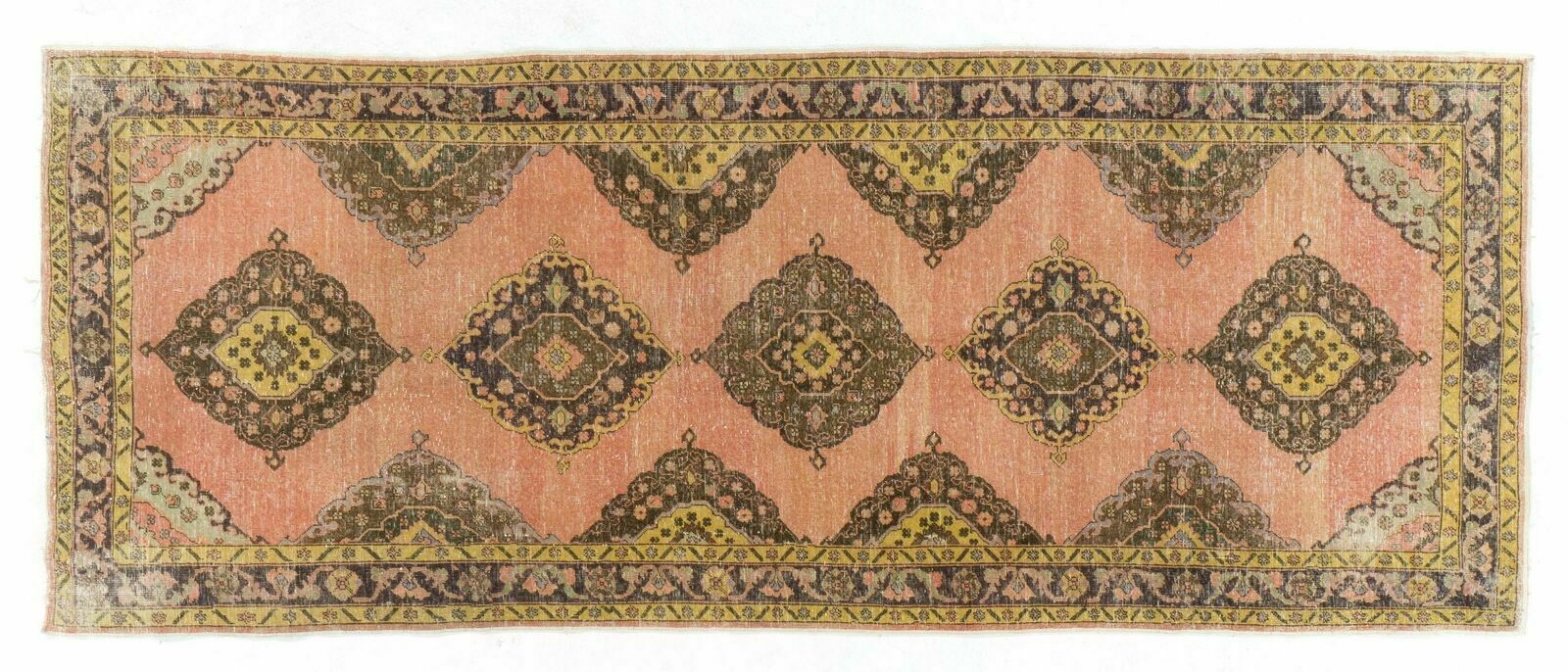 4.6x12 Ft Mid Century Handmade Anatolian Runner Rug, Ideal For Home And Office photo 545.0