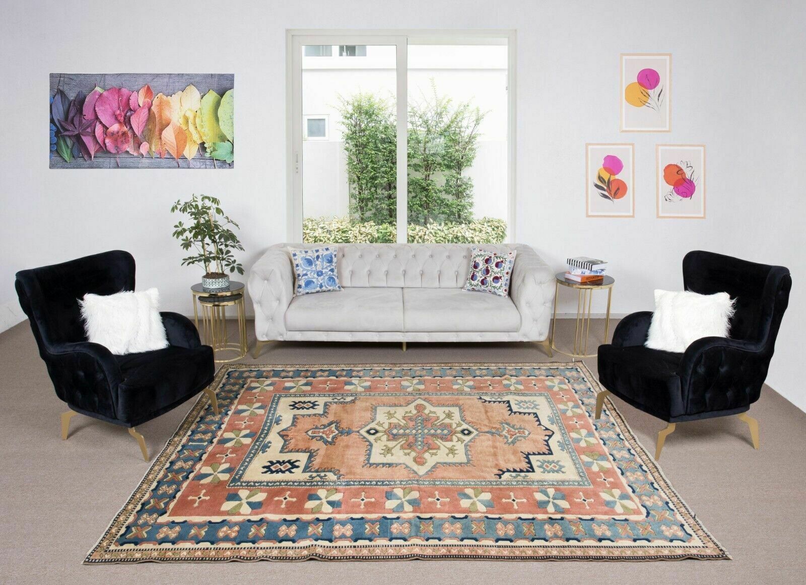 7.6x9 Ft One Of A Kind Turkish Hand Knotted Rug, Traditional Vintage Carpet photo for sale