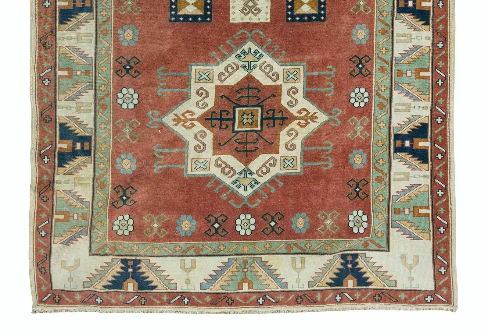 6.8x10 Ft Hand Knotted Geometric Design Turkish Rug, Authentic Floor Covering photo 1111.0