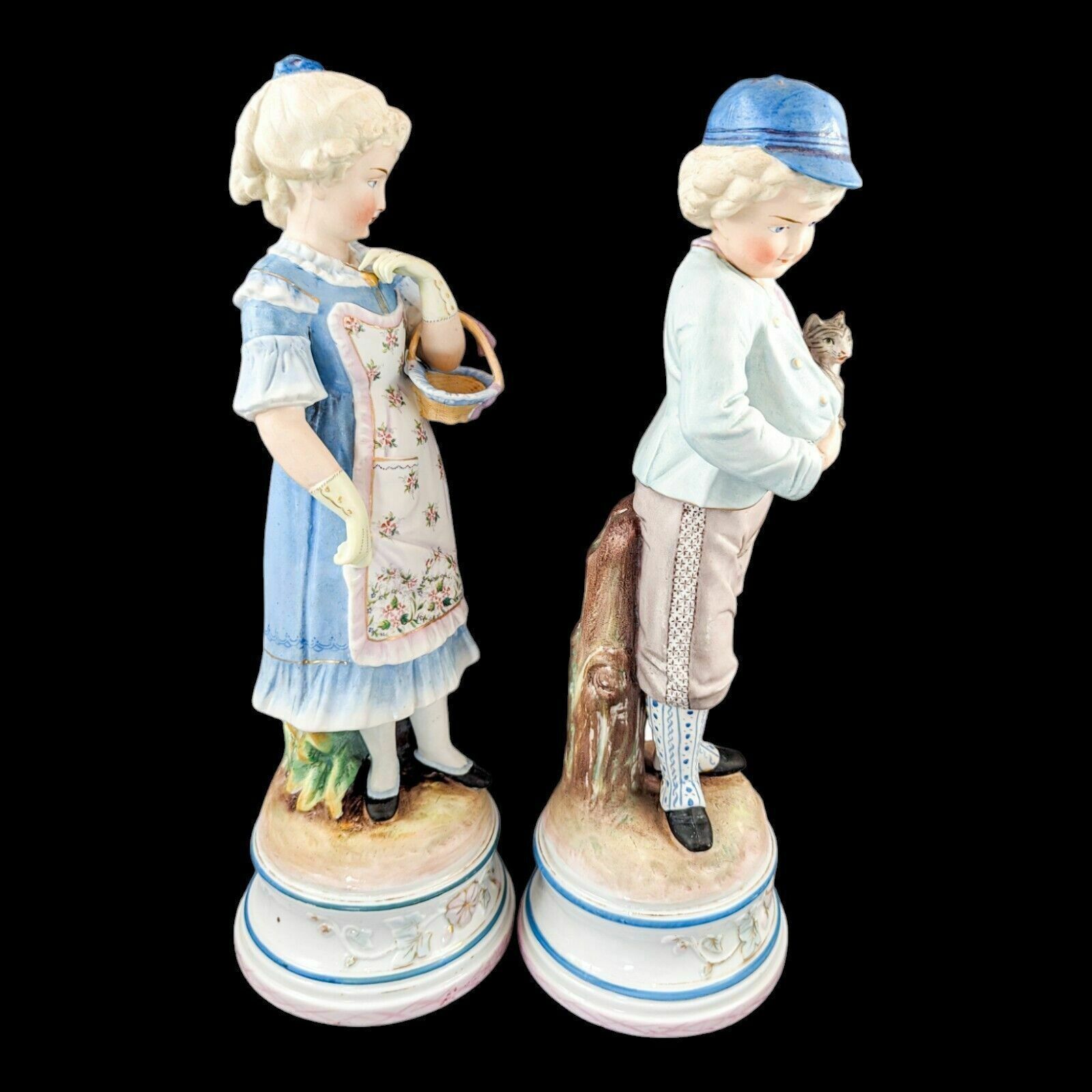Pair Of Large Antique 19th Century French Bisque Porcelain Figurines photo buy