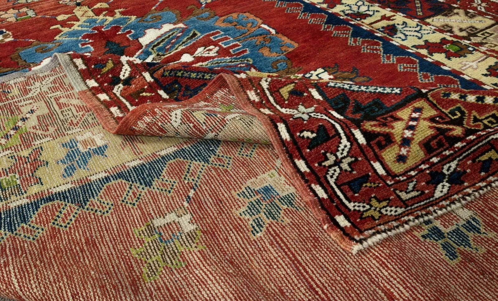 5.2x9.3 Ft Handknotted 1960s Turkish Village Rug With Medallion Design, All Wool photo for sale