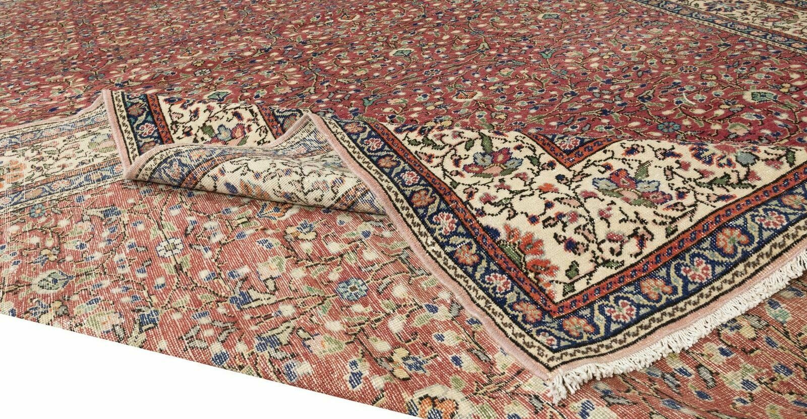 7.5x11 Ft One Of A Kind Traditional Turkish Floral Pattern Vintage Handmade Rug photo for sale