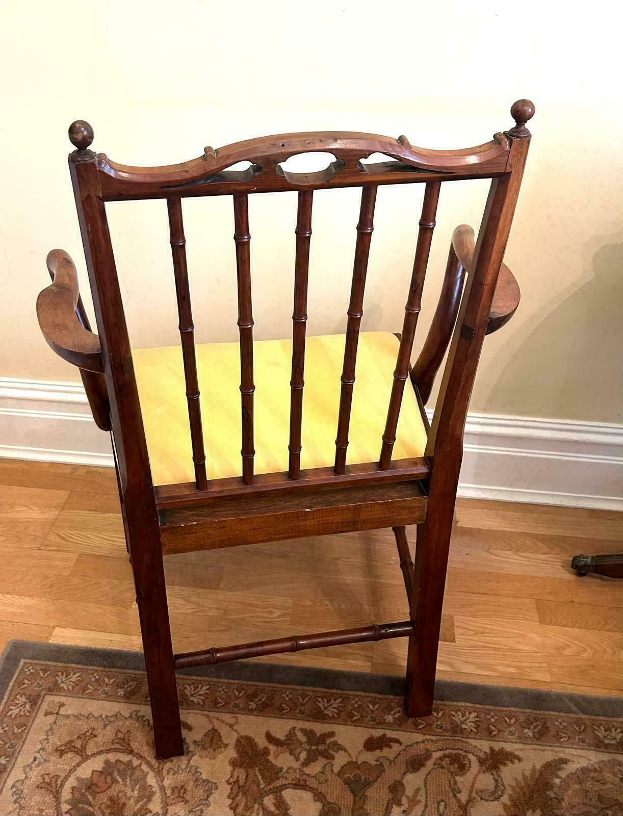 A Pair Of Late George III Solid Yew Wood Open Armchairs photo Furniture