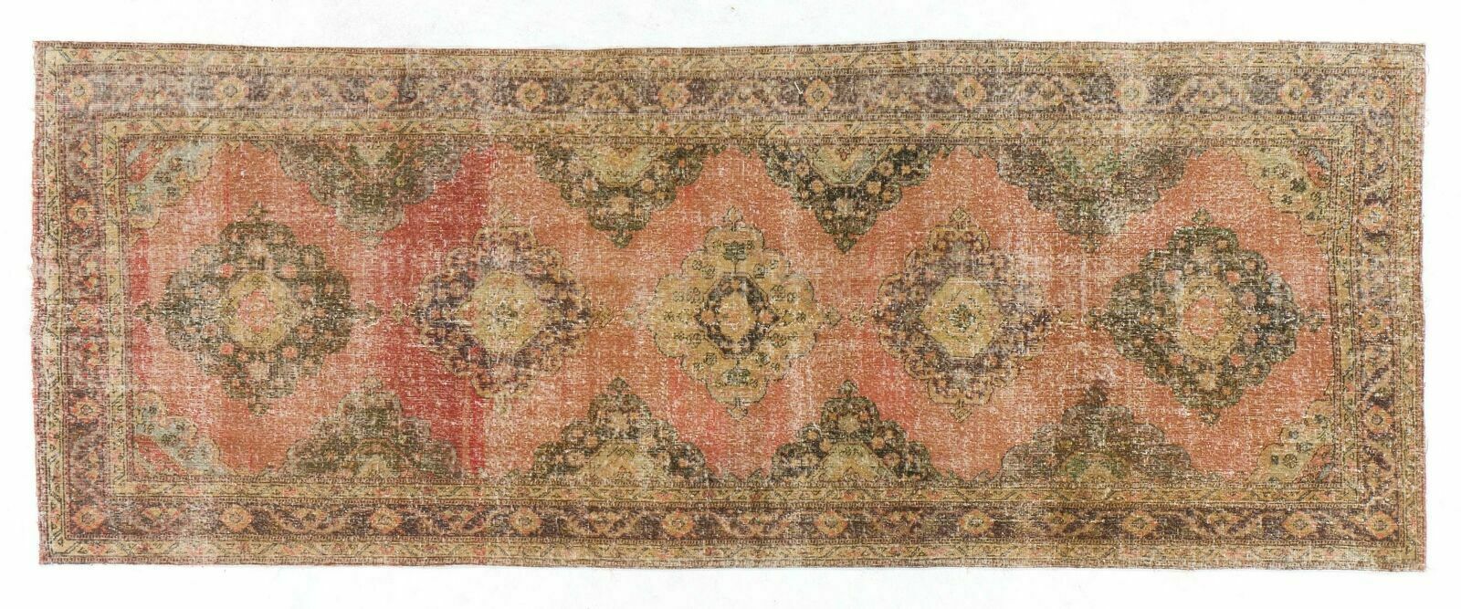 4.7x12.3 Ft Handmade Vintage Turkish Village Runner Rug For Hallway photo 621.0
