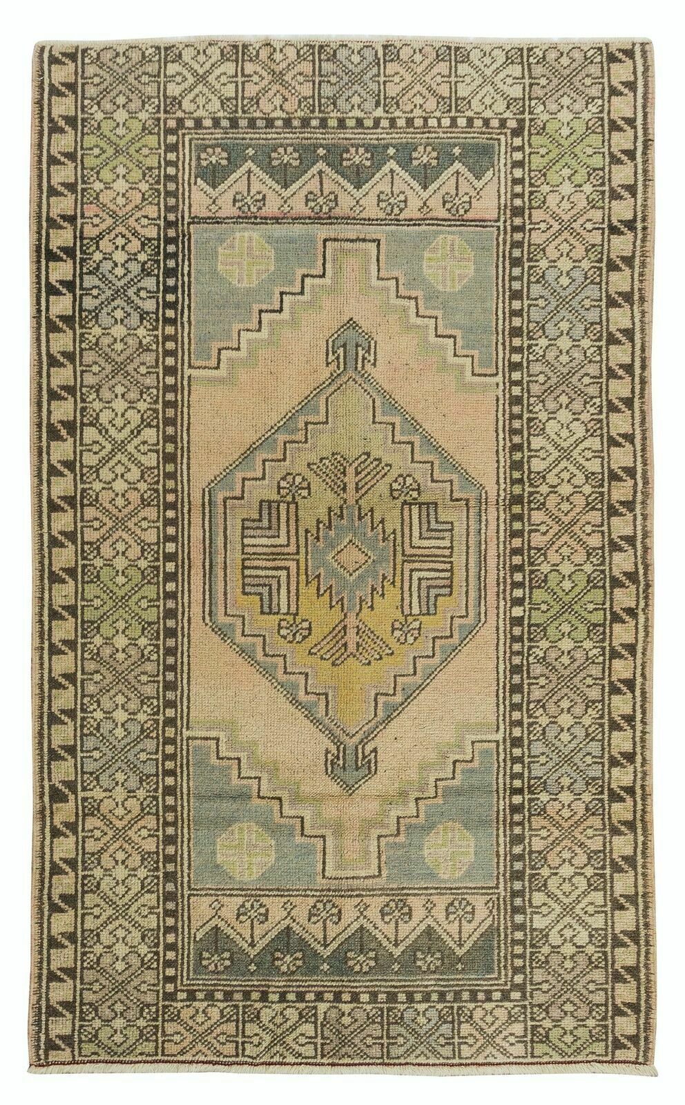 3.3x5.6 Ft 20th Century Oriental Accent Rug, Handmade Carpet With Tribal Style