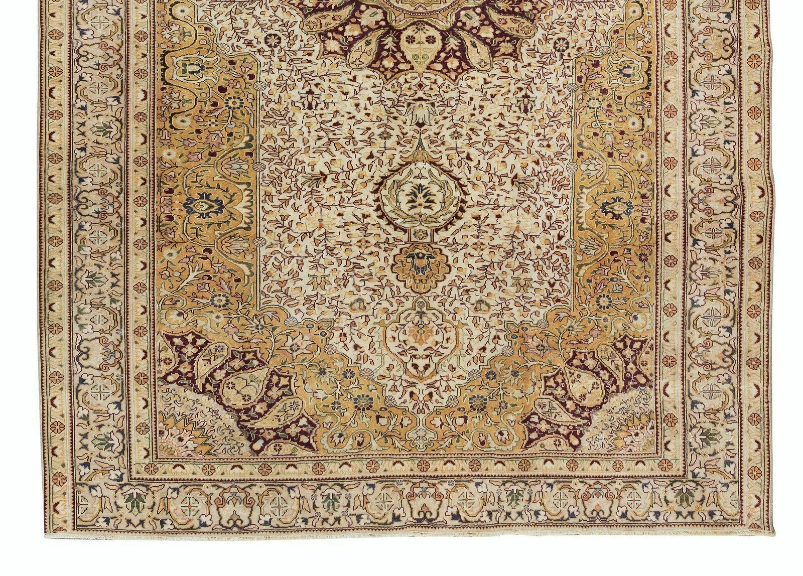 6.5x9.8 Ft One Of A Kind Hand Knotted Vintage Turkish Rug With Medallion Design photo 1048.0