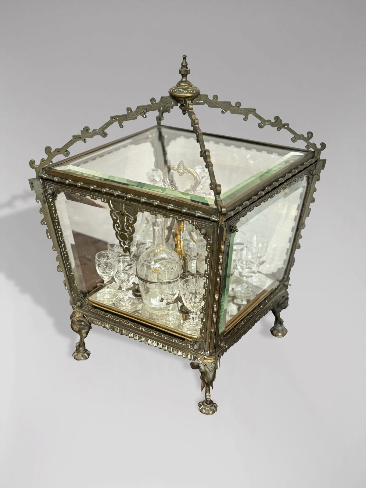 19th Century French Colonial Glass Cave à Liqueur Tantalus photo 2650.0