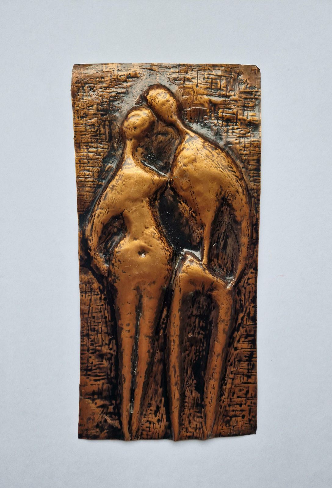 Rare Midcentury Brass Wall Sculpture Lovers, 1970s photo for sale