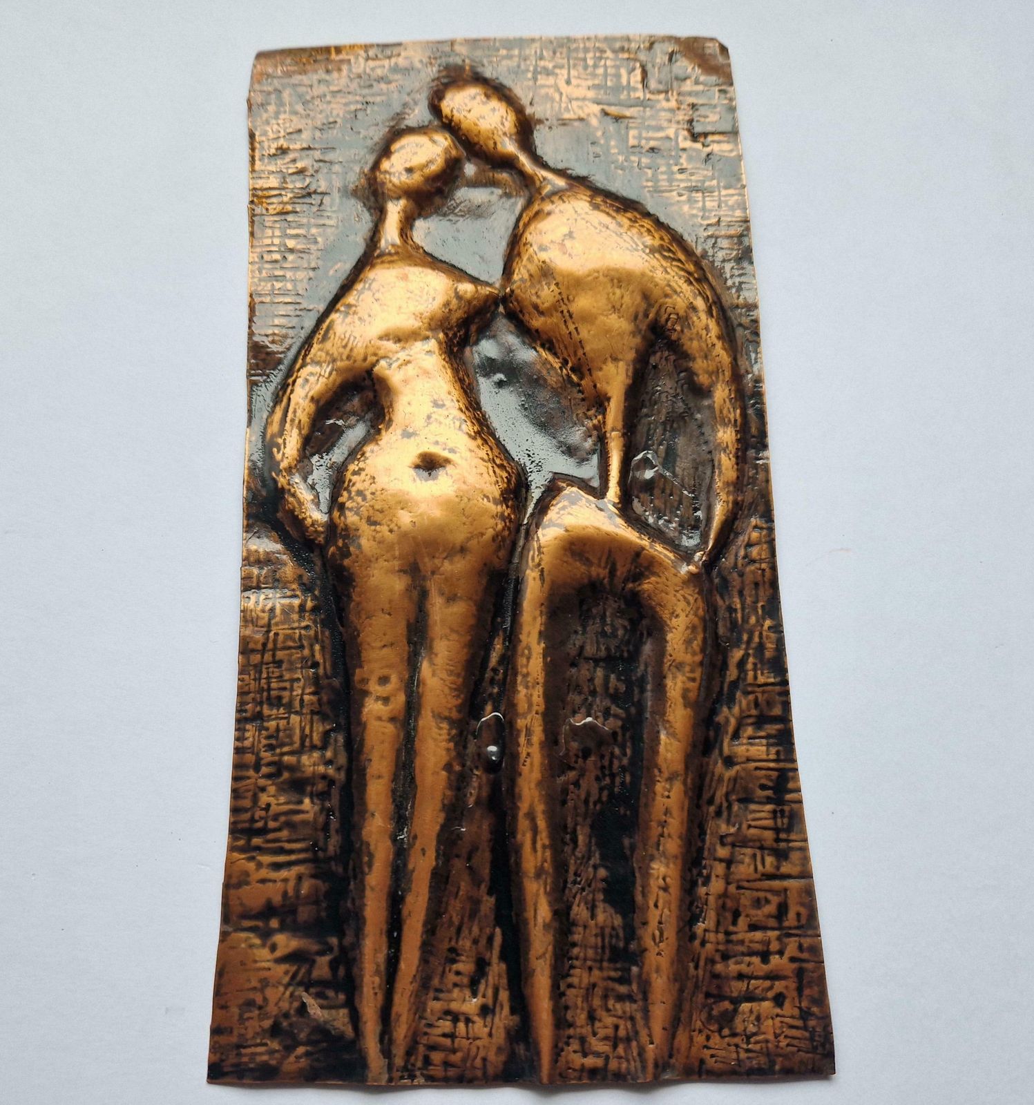 Rare Midcentury Brass Wall Sculpture Lovers, 1970s photo buy