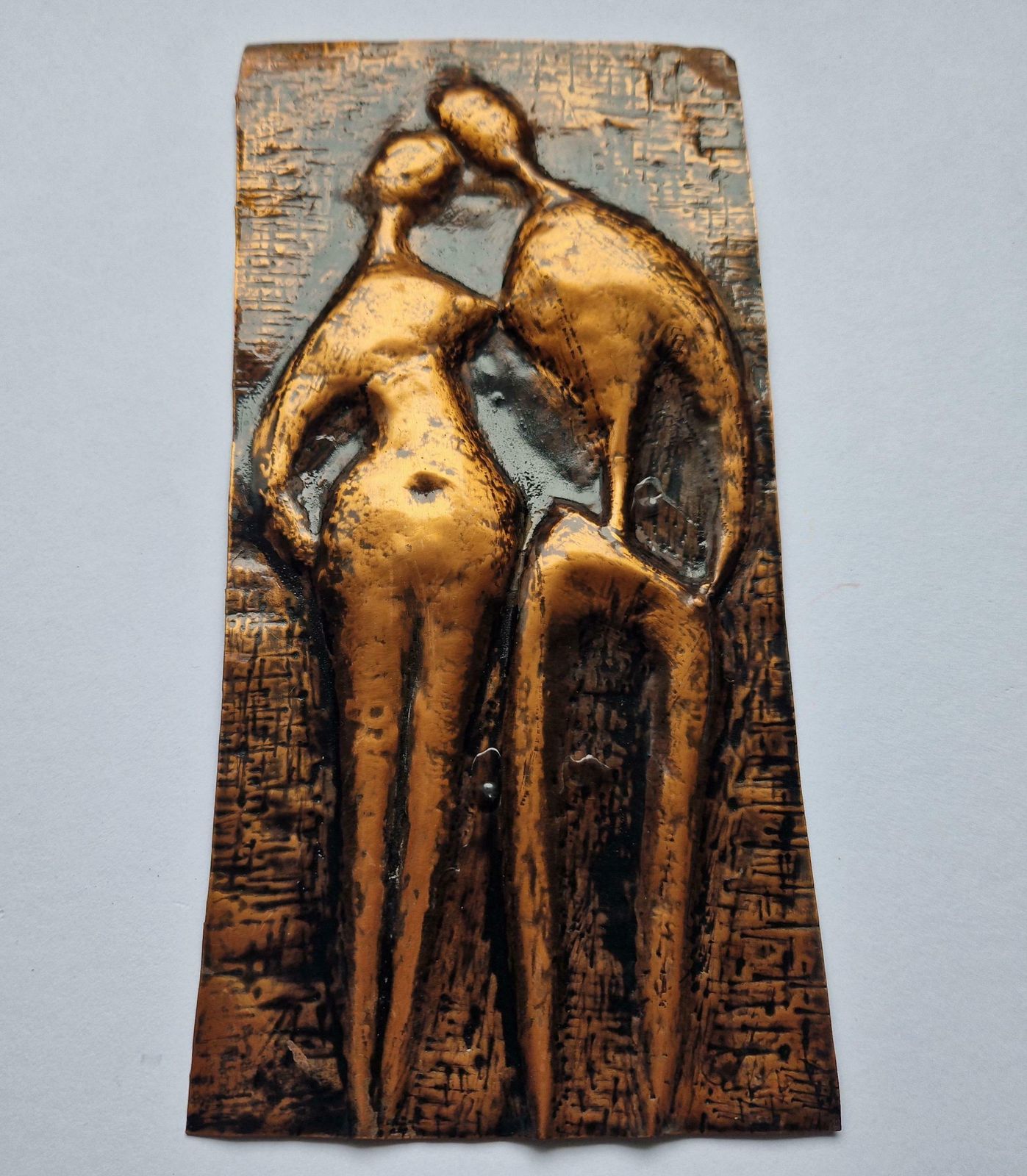 Rare Midcentury Brass Wall Sculpture Lovers, 1970s photo vintage