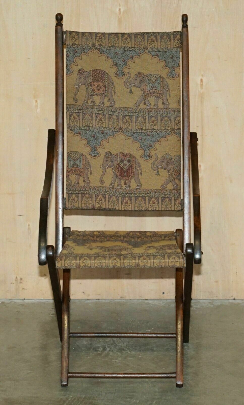 Antique Cir 1890 Anglo Indian Elephant Colonial Folding Military Campaign Chair photo furniture