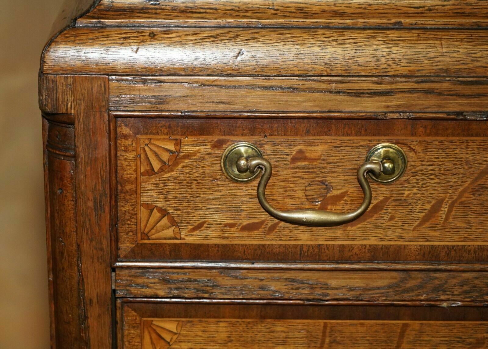 Furniture Exquisite Antique 1800 Sheraton Inlaid Housekeepers Cupboard Wardrobe Drawers photo