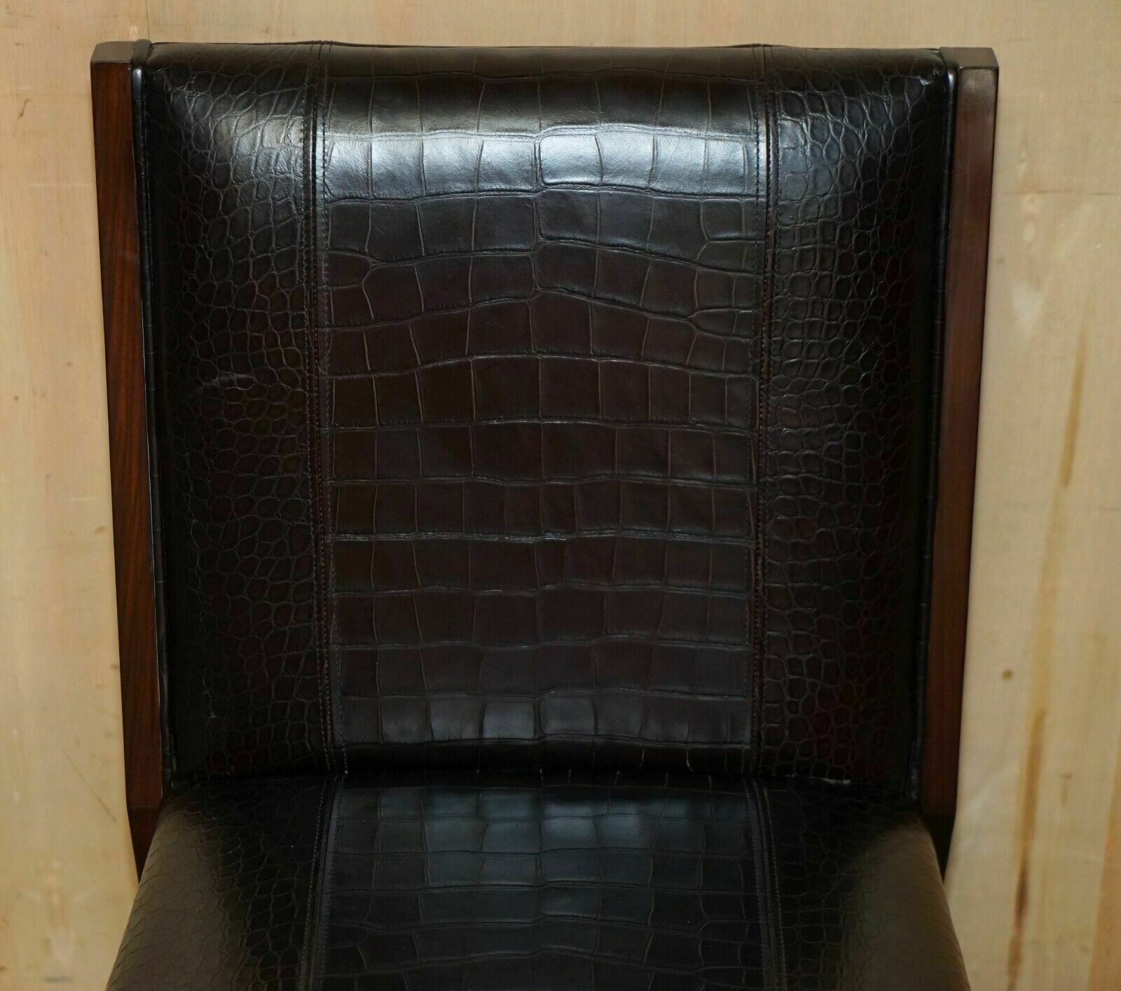 Ralph Lauren Metropolis Side Occasional Crocodile Patina Leather Dining Chairs photo 2350.0