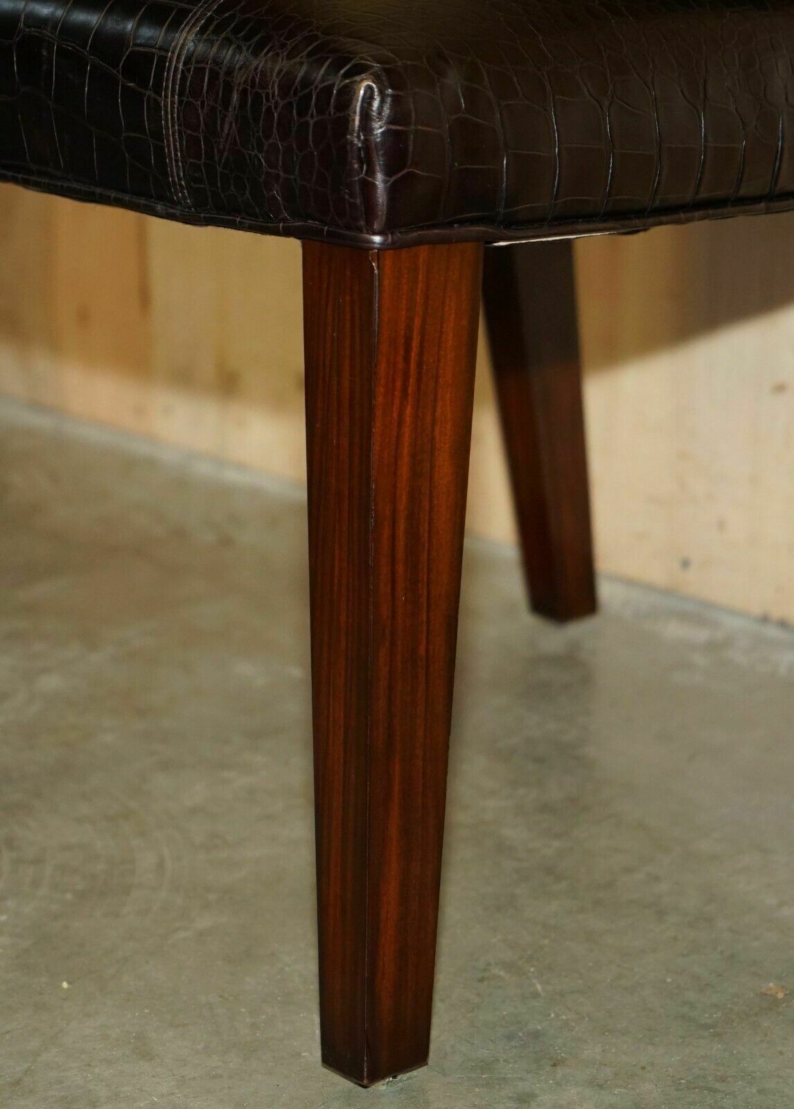 photo furniture Ralph Lauren Metropolis Side Occasional Crocodile Patina Leather Dining Chairs
