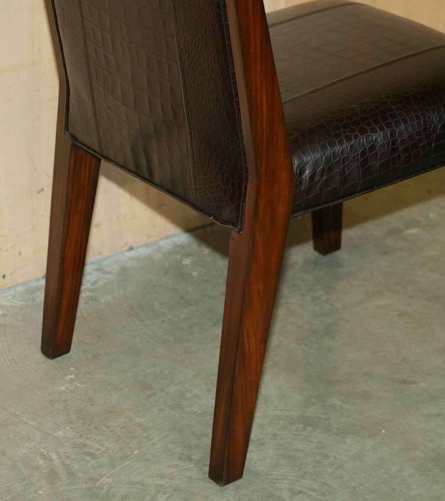 2350.0 Ralph Lauren Metropolis Side Occasional Crocodile Patina Leather Dining Chairs photo