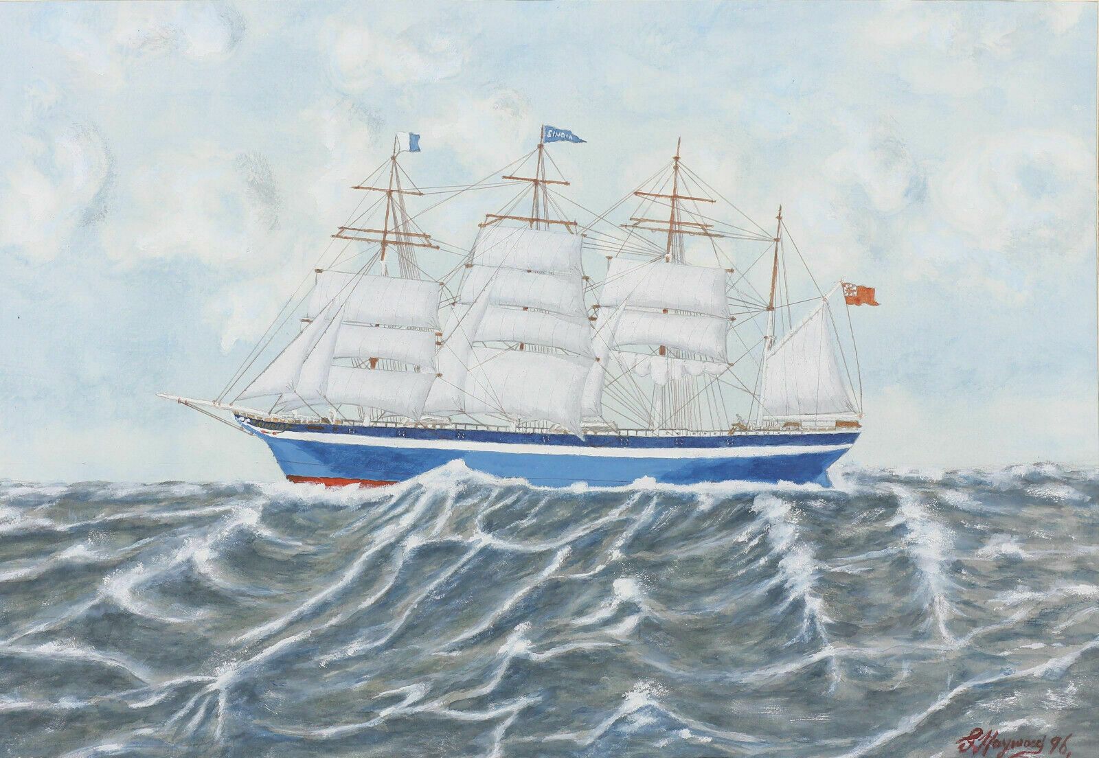 Watercolour By G. Haywood. The Sindia Cargo Ship At Sea photo furniture