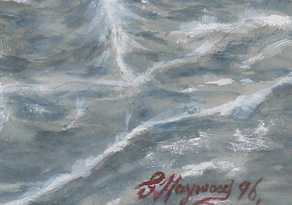 Watercolour By G. Haywood. The Sindia Cargo Ship At Sea photo for sale