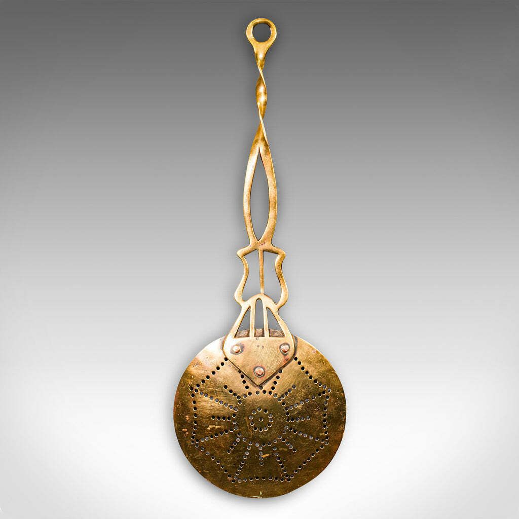 Antique West Country Cream Skimmer, English, Brass, Milk Stirrer, Georgian, 1800 photo vinterior