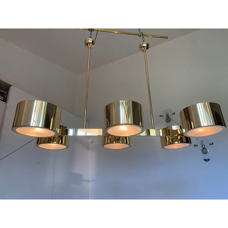 Italian Sputnik Chandelier Metal Gold Stilnovo Lelli Style photo for sale