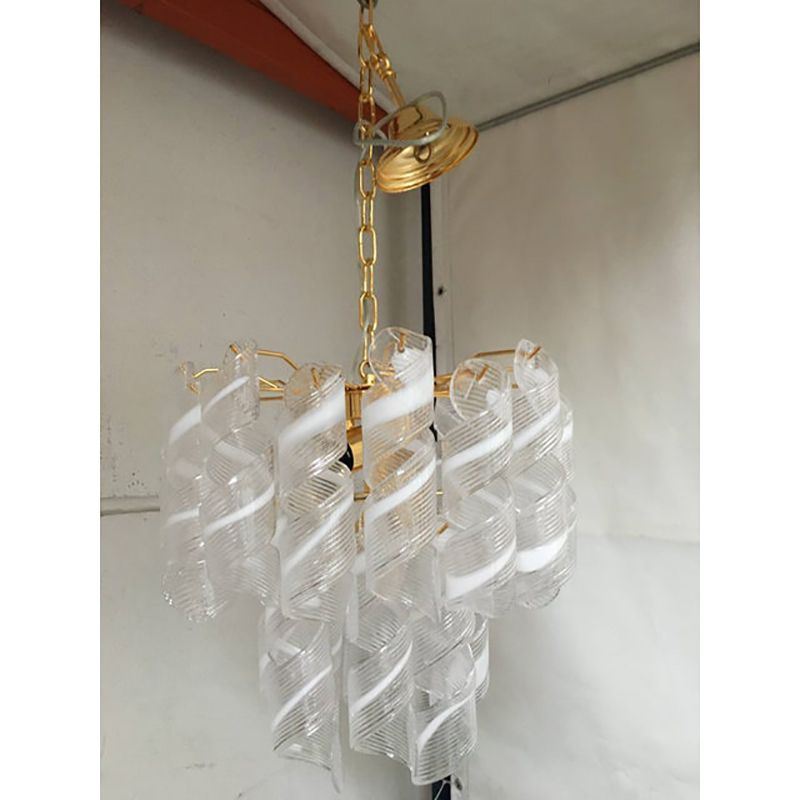 Murano Glass Chandelier "Virgola" Made In Italy Venini Style photo for sale