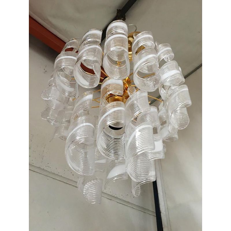 Murano Glass Chandelier "Virgola" Made In Italy Venini Style photo vinterior