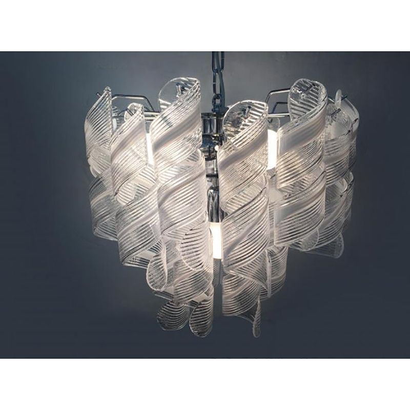 Lighting Murano Glass Chandelier "Virgola" Made In Italy Venini Style photo