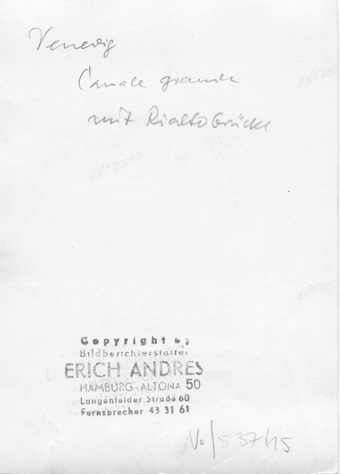 Erich Andres Andres: Venice   Canale Grande With Rialto Bridge 1955 photo Art
