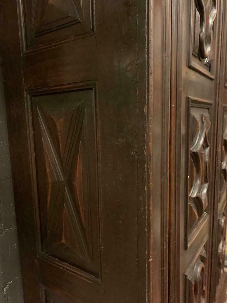 Furniture Wardrobe In Poplar Wood, Two Doors With Six Diamond Carved Panels, Italy photo