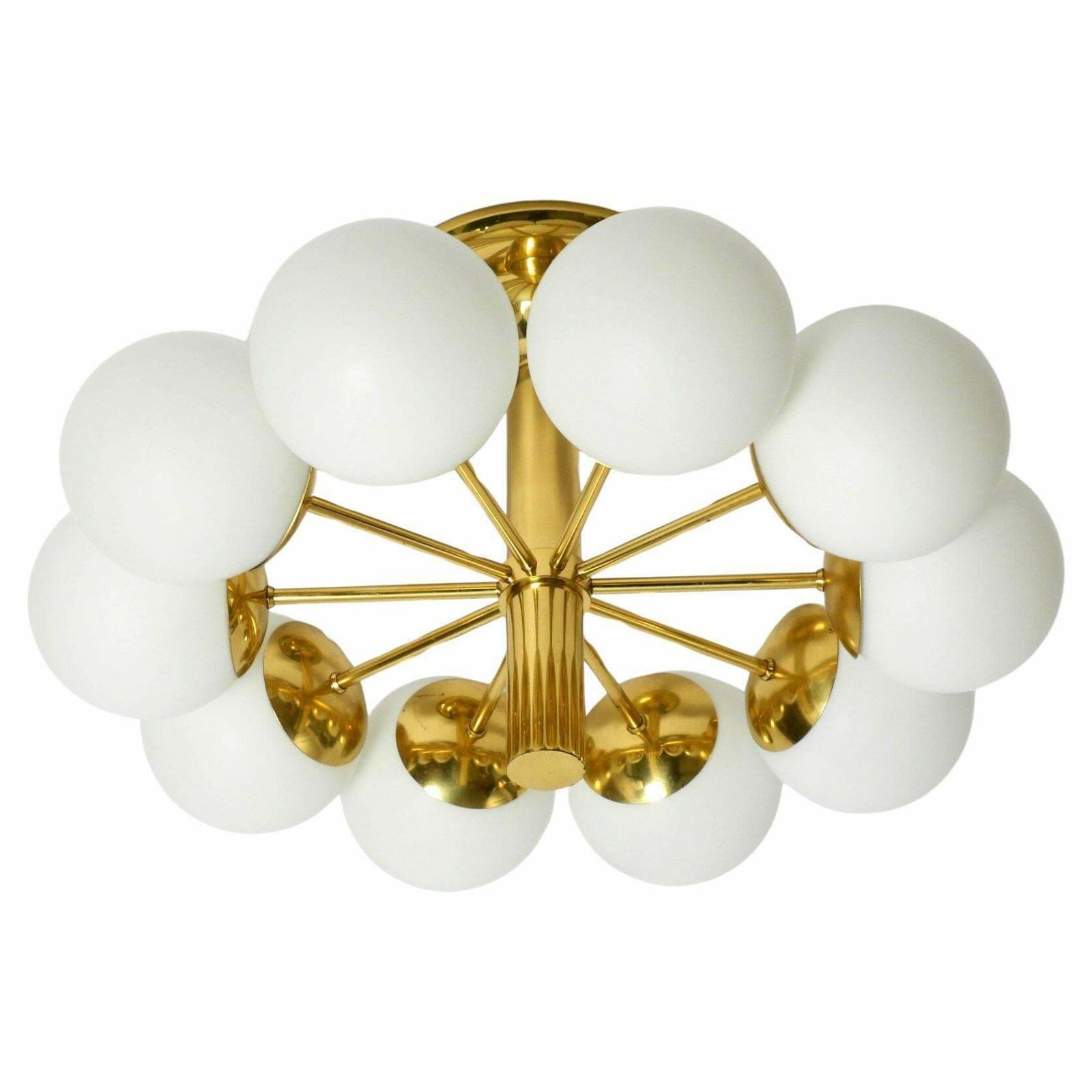 1960s Space Age Brass Ceiling Lamp With 10 Glass Balls By Kaiser Leuchten