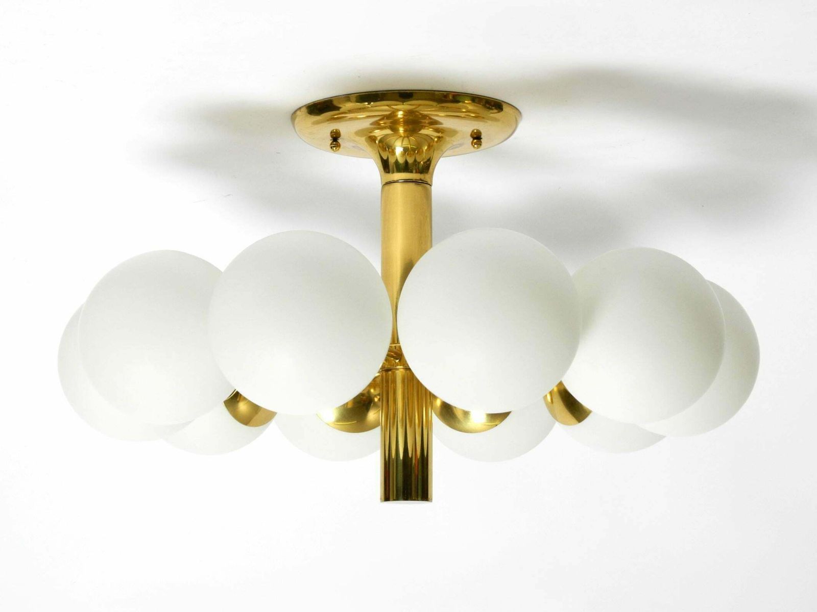 1960s Space Age Brass Ceiling Lamp With 10 Glass Balls By Kaiser Leuchten photo for sale
