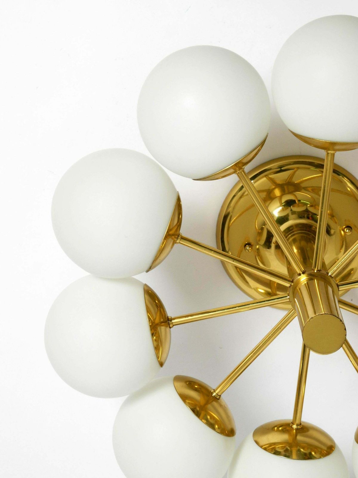 2961.0 1960s Space Age Brass Ceiling Lamp With 10 Glass Balls By Kaiser Leuchten photo