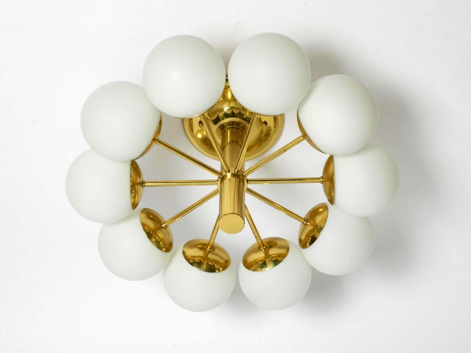 photo vintage 1960s Space Age Brass Ceiling Lamp With 10 Glass Balls By Kaiser Leuchten