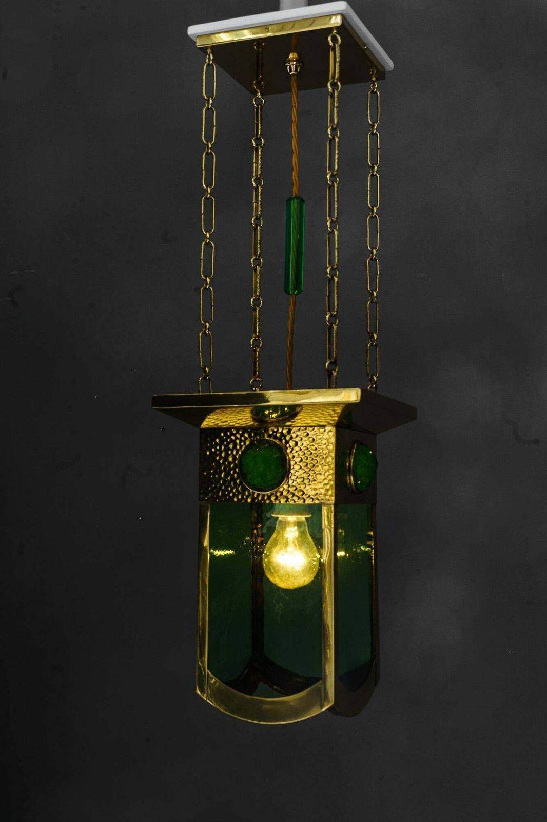 photo furniture Art Deco Pendant With Original Antique Glasses And Original Old Opaline Stones