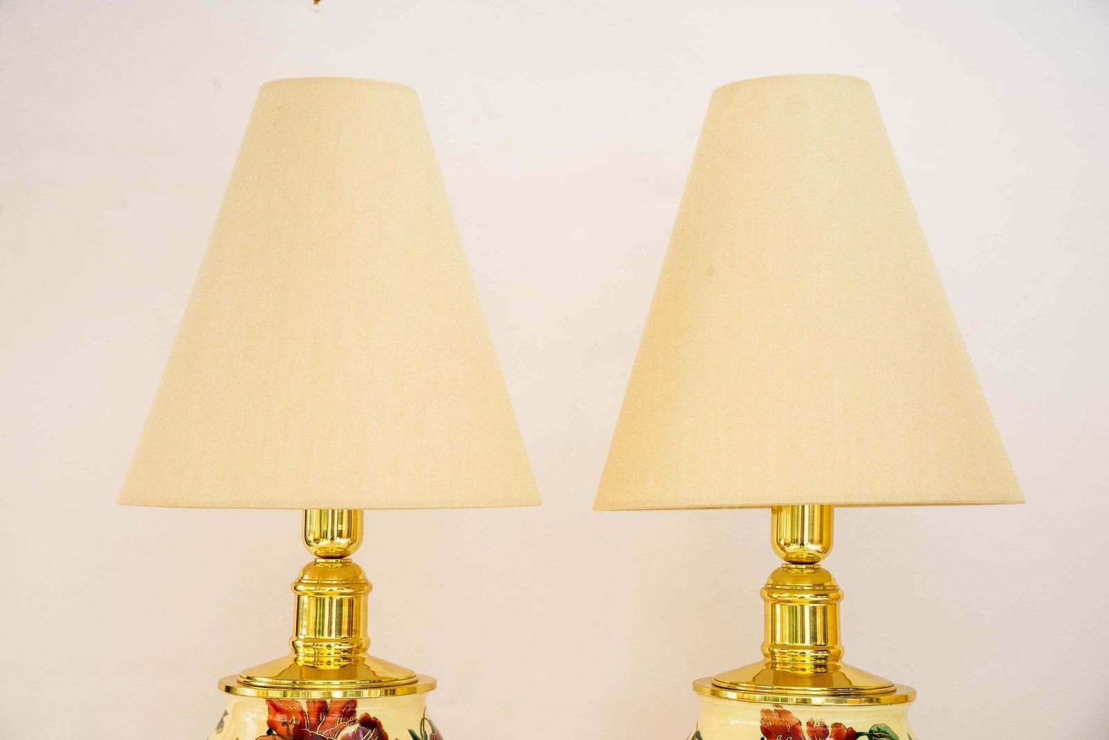 2 Big Historistic Table Lamps With Fabric Shades Vienna Around 1890s photo Lighting