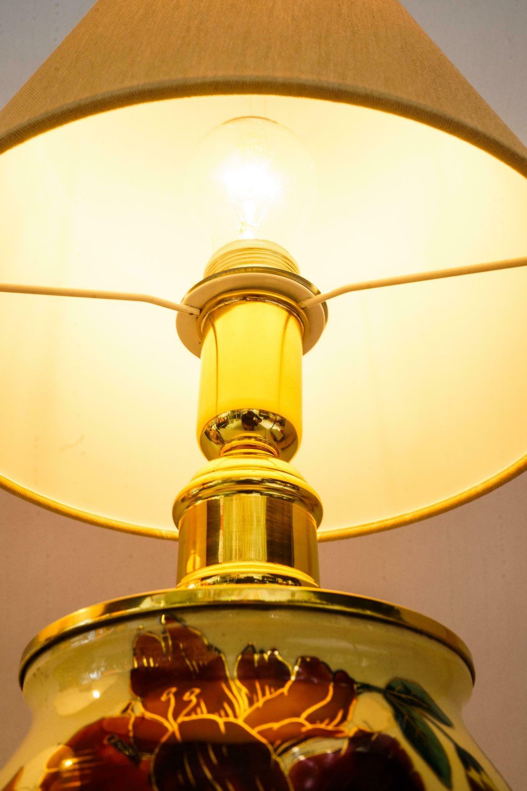Lighting 2 Big Historistic Table Lamps With Fabric Shades Vienna Around 1890s photo