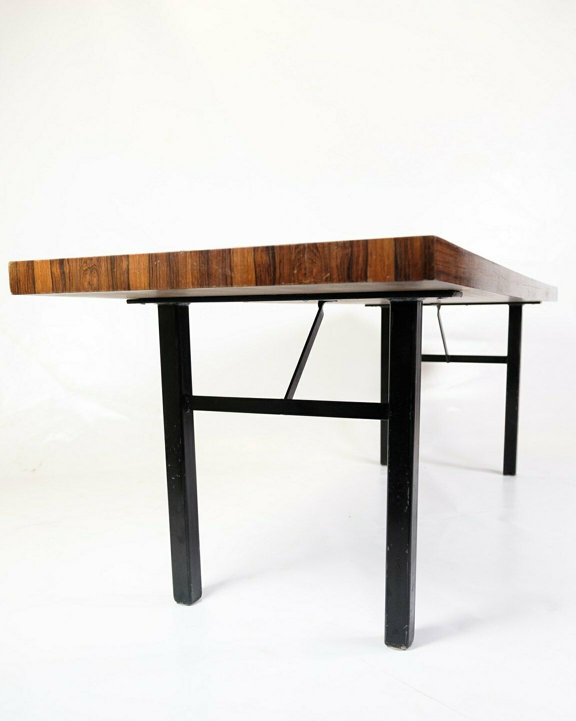 Coffee Table  In Rosewood With Black Lacquered Metal Frame  From 1960s photo vinterior