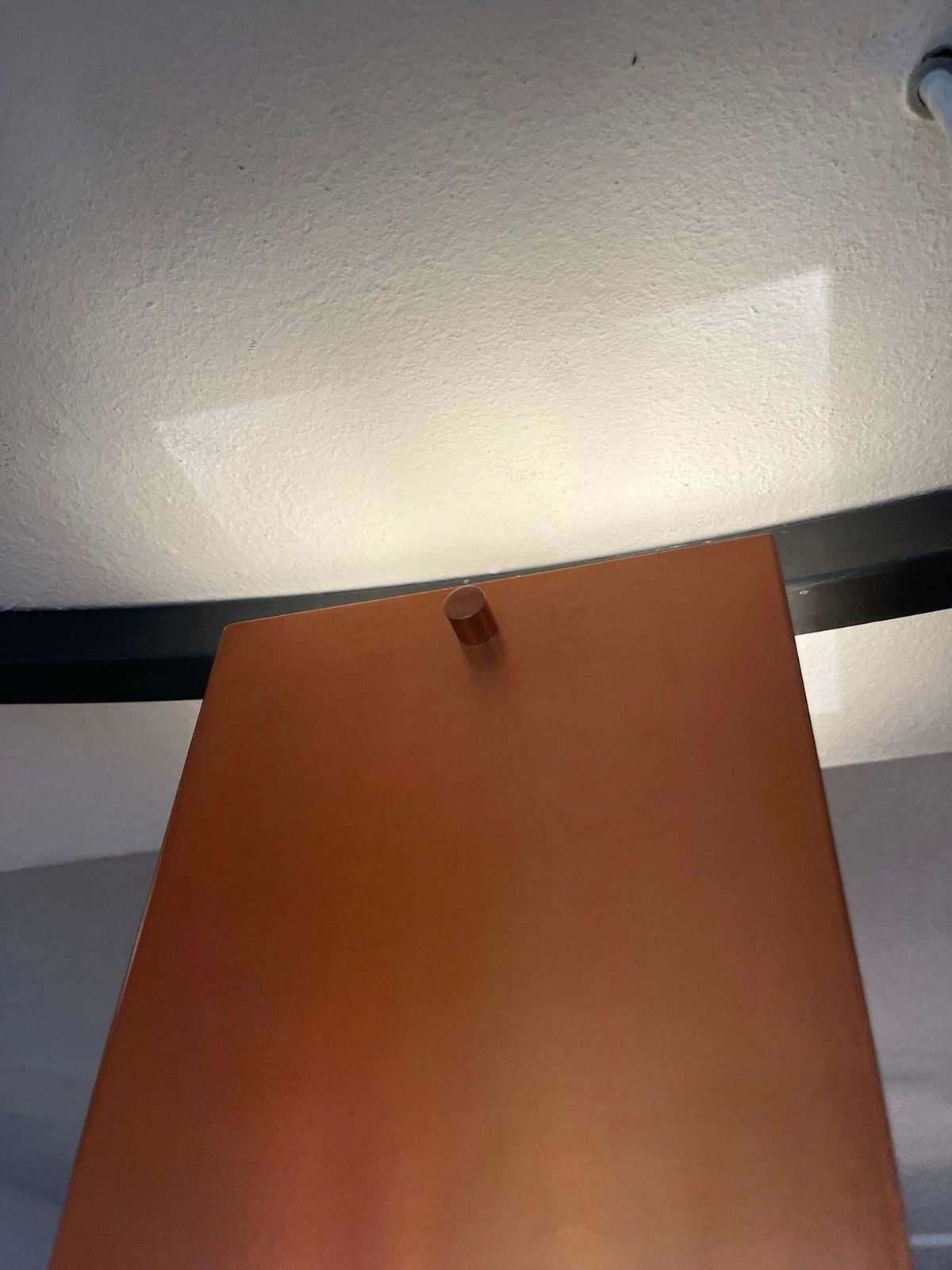 Unique Vintage Copper & Glass 3 Shades Circle Flush Mount Lamp, Ca. 1950's photo vintage