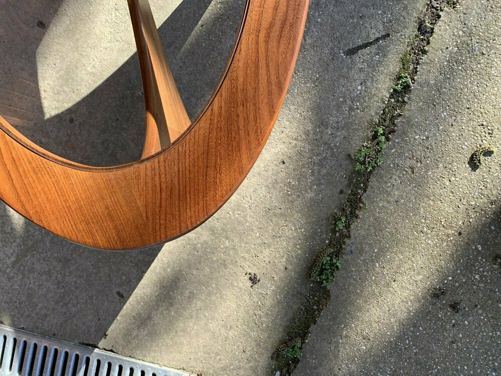 Oval Teak Astro Coffee Table With Glass Top By Victor Wilkins For G Plan, 1960s photo furniture